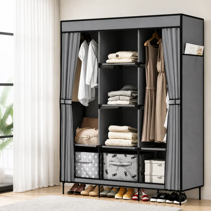 HCX WARDROBE NEW CL-128 Універсальна тканинна шафа 170х130х45 см Компактний органайзер для зберігання речей