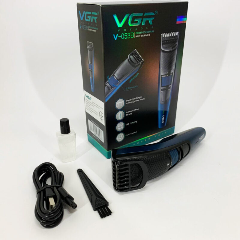 Універсальна акумуляторна машинка VGR V-053B для стрижки волосся, бороди, вусів та тіла, зарядка від USB