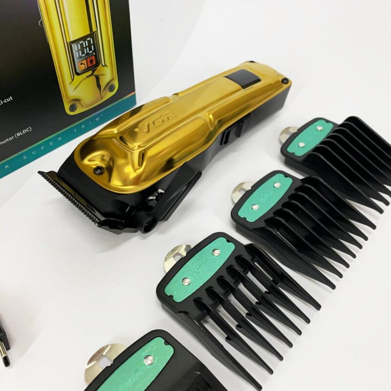 Акумуляторна машинка для стриження VGR V-138 GOLD з LED-дисплеєм та безщітковим мотором для професіоналів