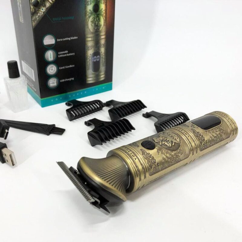 Акумуляторна машинка для стрижки волосся VGR V-962 — тример для бороди та вусів з насадками 1-7 мм для професійного використання.