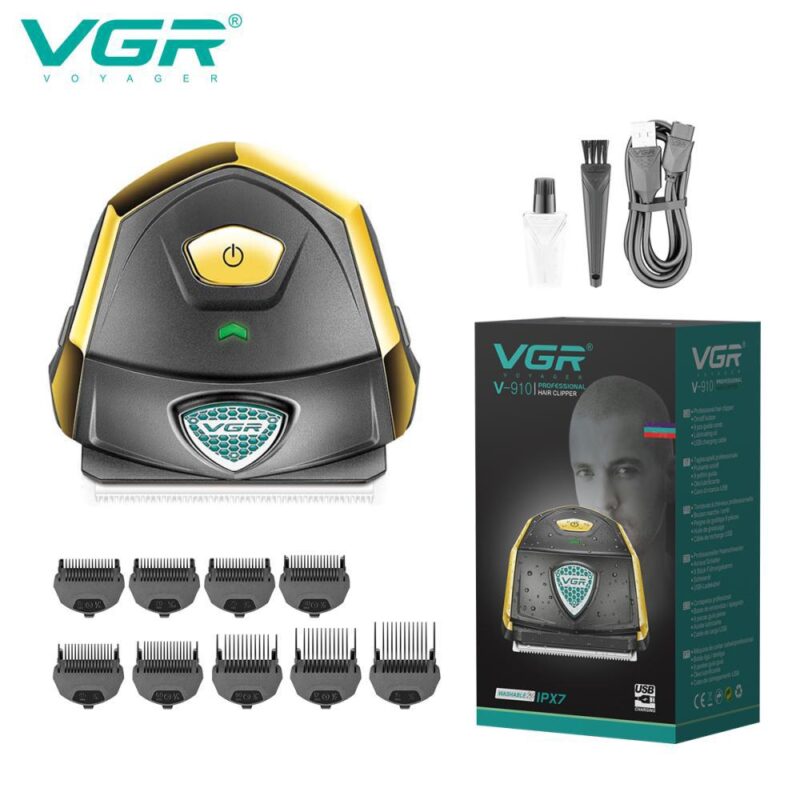 Акумуляторна машинка для стрижки VGR V-910 з потужним двигуном та 9 насадками для ідеальної стрижки