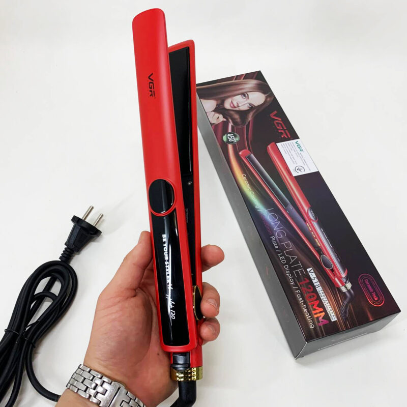 Плойка для волос VGR V-518 RED — професійний інструмент для укладки з керамічними пластинами.