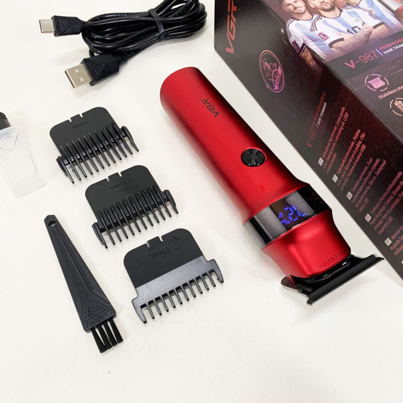 Машинка для стрижки волосся VGR V-987 RED — професійний тример для чоловіків з елегантним дизайном.