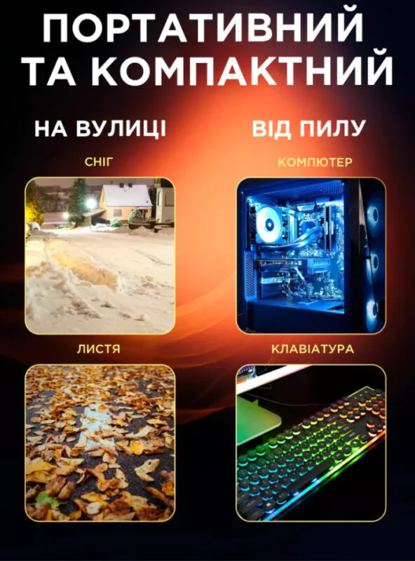 Повітродувка 2 в 1 бездротова електрична для листя пилозбірник BLOWER LY-4 потужність 4000 мАг 60 м/с