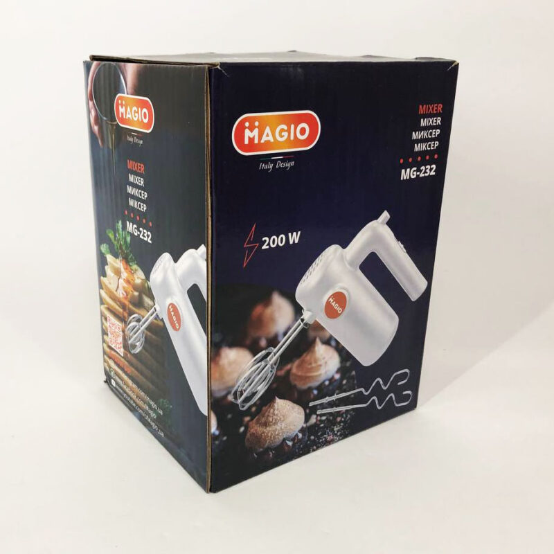 Миксер MAGIO MG-232 – потужний ручний прилад для комфортного використання на кухні.
