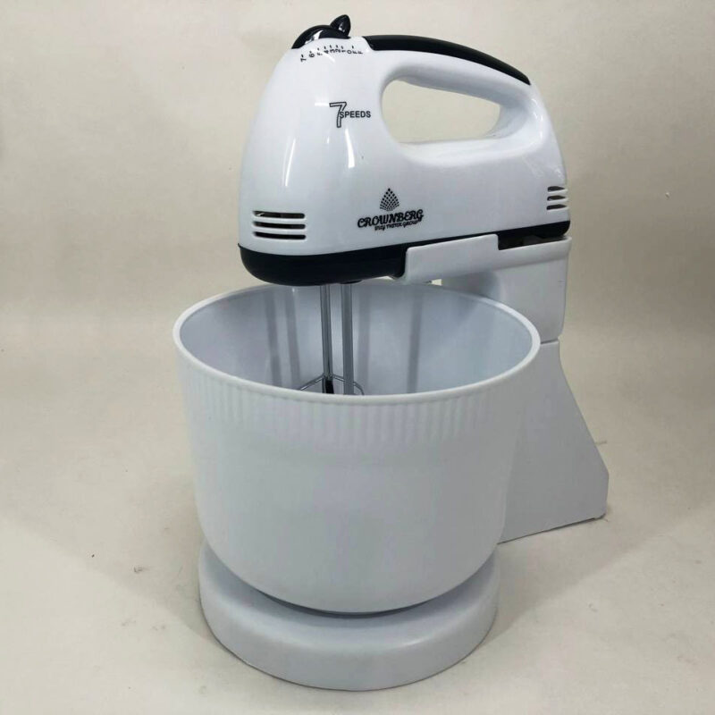 Миксер Crownberg CB-7320 ручний з підставкою та чашею 2л 300 Вт на 7 швидкостей