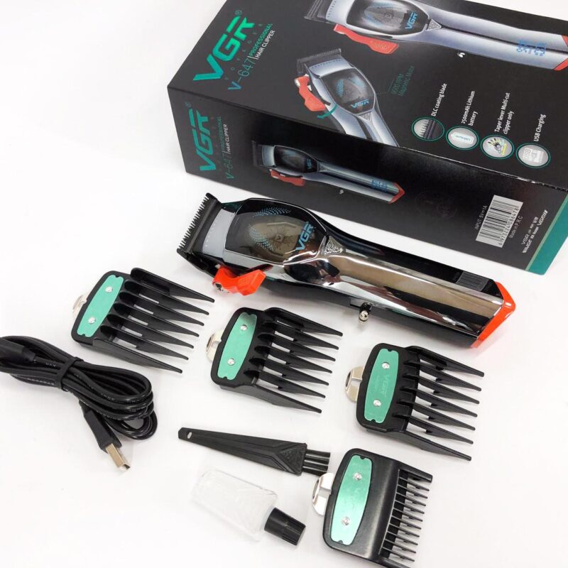 Машинка для стрижки волосся VGR V-647 з акумулятором та насадками для швидкої стрижки вдома.