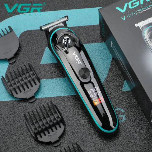 VGR V-075 Машинка для стрижки волосся та бороди Бездротова + Час безперервної роботи до 120 хвилин, 4 насадки.