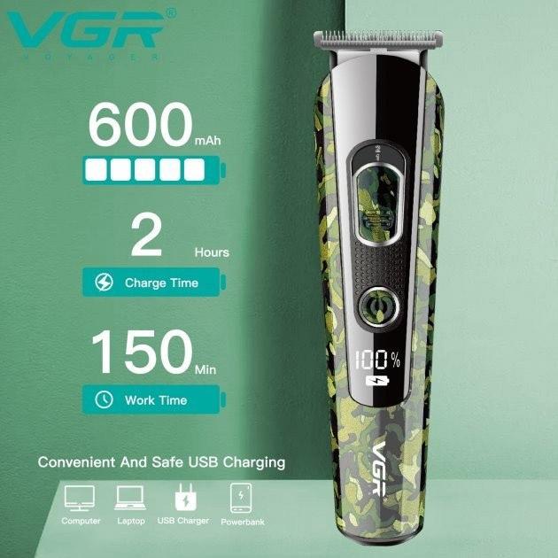 Машинка для стрижки волосся VGR V-102 5в1 з дисплеєм — універсальне рішення для стайлінгу
